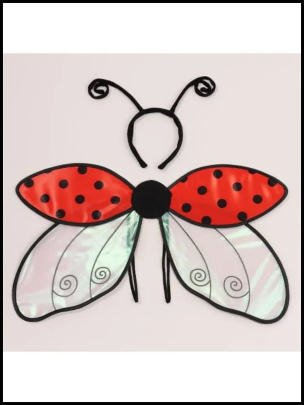 Ladybug Wings Costume Set with Antenna Headband - Halloween Insect Fairy